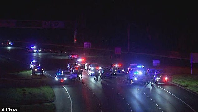 The chase came to an end on the Eastern Fwy in Kew, with police arresting the seven occupants of the Mercedes