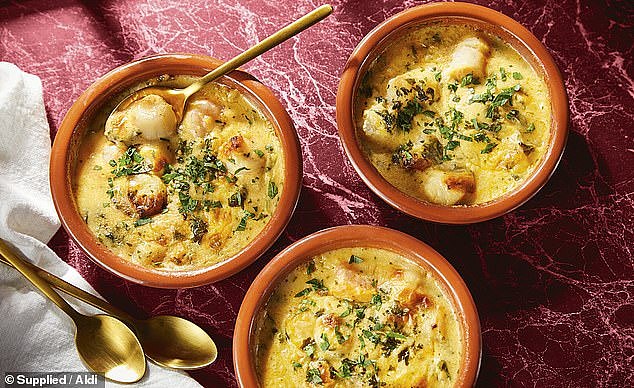 Aldi Australia has launched a range of winter warmer no-fuss meals for a limited time starting from just $1.99 including lobster bisque pots (pictured) for $9.99 for a pack of two