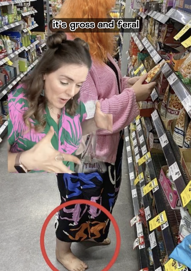 The TikTok user called out people who shop barefoot. 