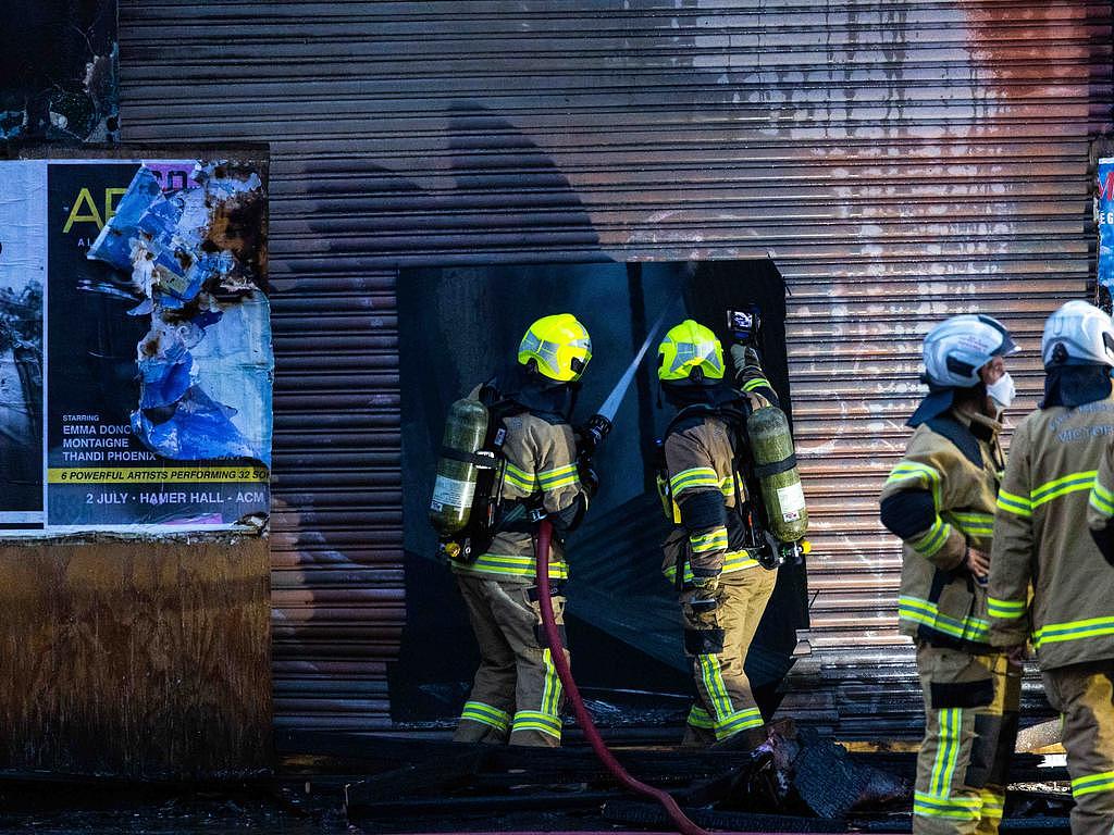 Firefighters at the factory on Clarendon Street. Picture: Jason Edwards