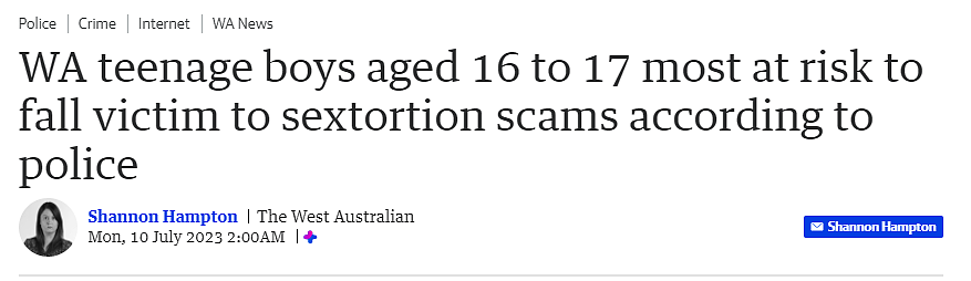 小心“美人计”！西澳性勒索案飙升，青少年成主要受害者（组图） - 1