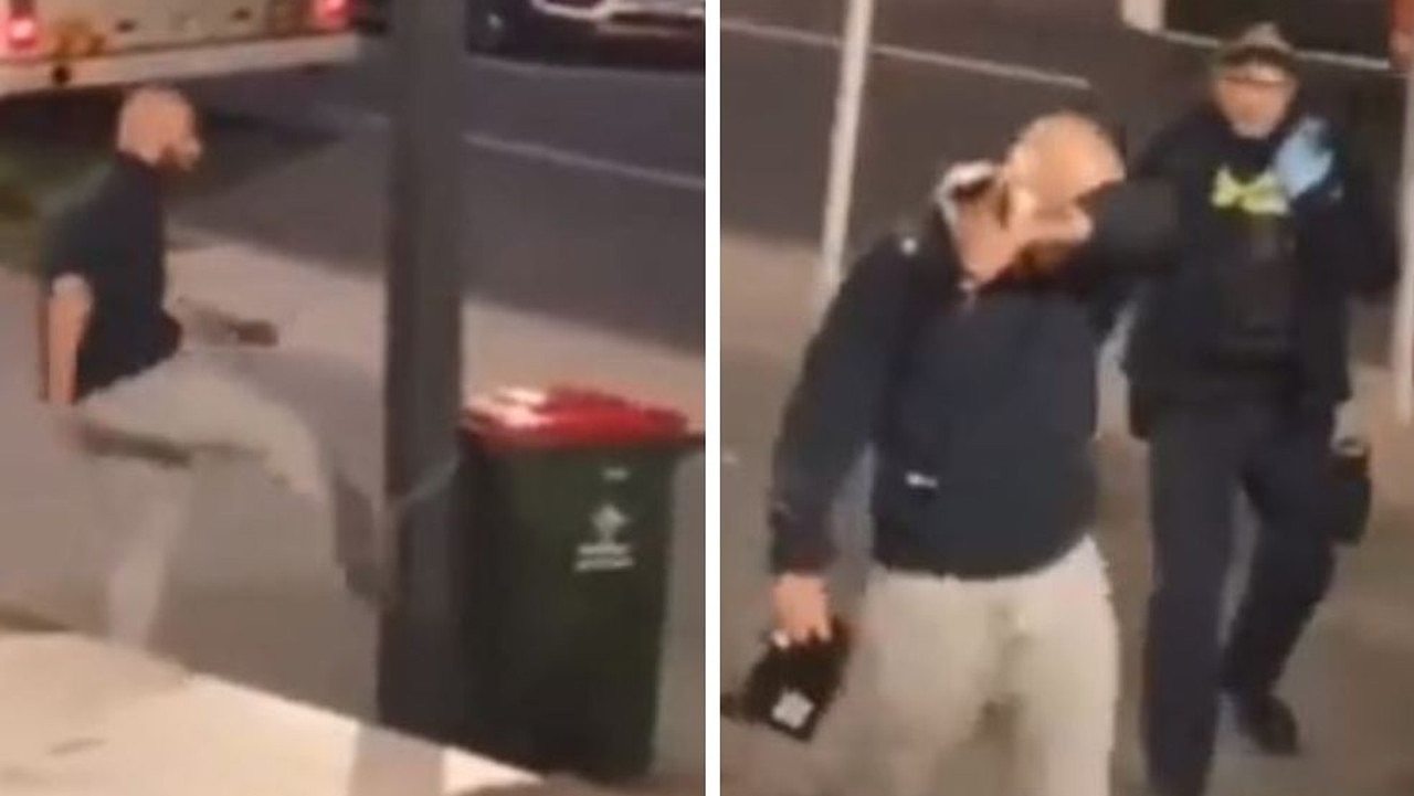 The man's wild actions were caught on camera by a nearby witness.