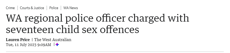 令人发指！西澳高级警官涉嫌性侵儿童，面临17项指控（图） - 1