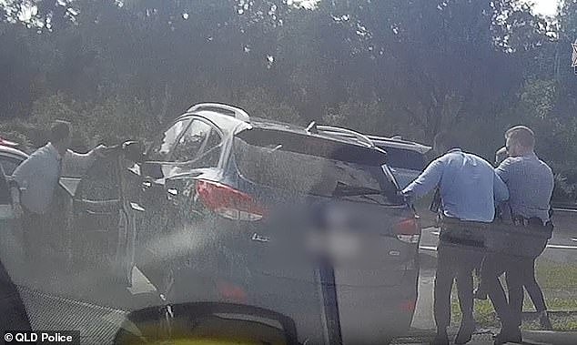 Queensland Police said an off-duty officer had spotted the Woodridge man driving dangerously on Lake Road and would later allege he threw a knife at him