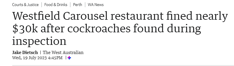 超恶心！珀斯华人区中餐厅蟑螂横行，被罚款超3万澳元（图） - 1