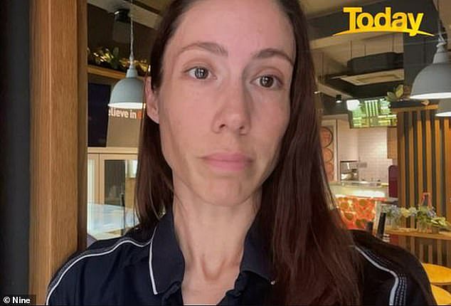 Australian woman Erin Sokolowsky (pictured) has described the terrifying moment she fled for cover after gunshots rang out in a mass shooting in Auckland on Thursday