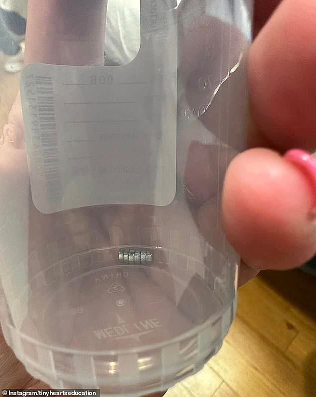 It's believed the small magnets 'fell out' from the reusable water balloons onto the towel which the girl used to wipe her face and 'immediately went into her nose' (Pictured: the magnets which were removed from the little girl's nose)