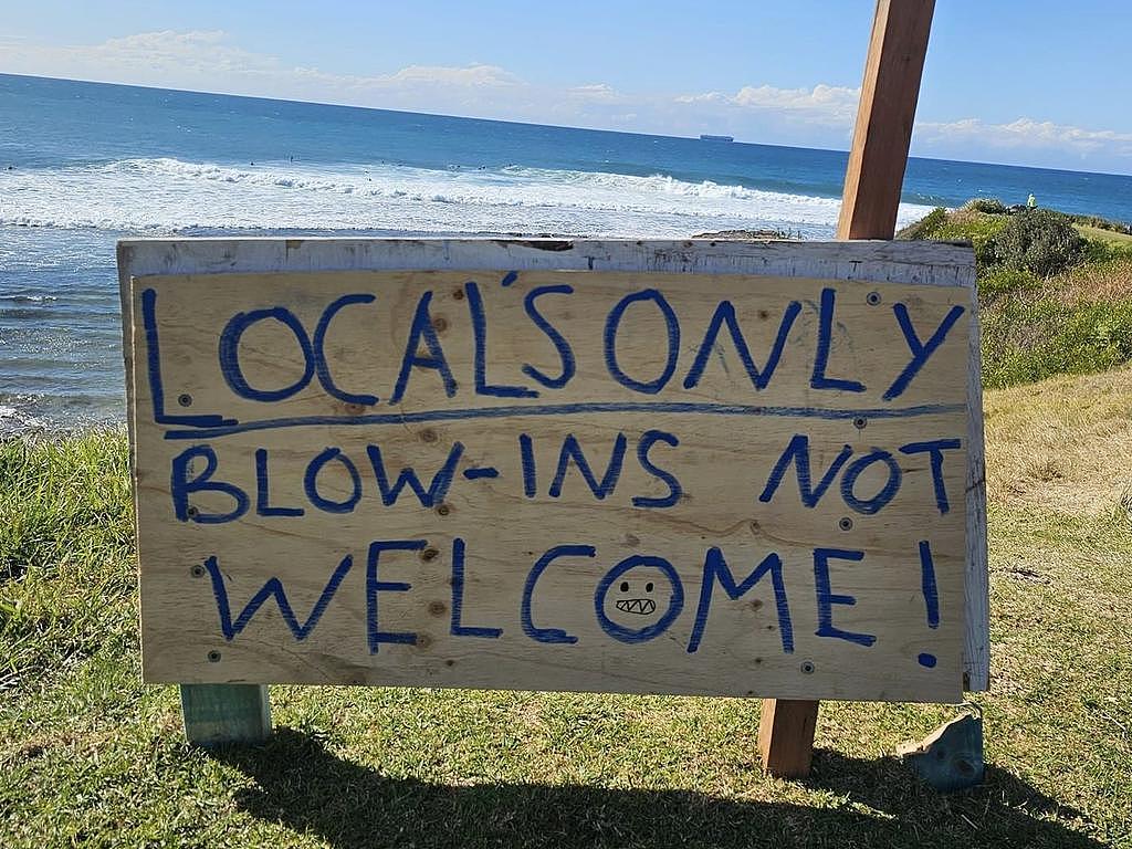 A painted sign appeared at Sandon beach on Sunday afternoon. Picture: Facebook