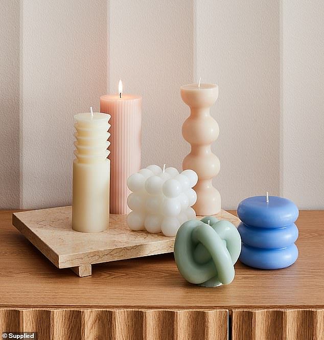 Decorate empty tabletop corners with the range of $5 assorted candles