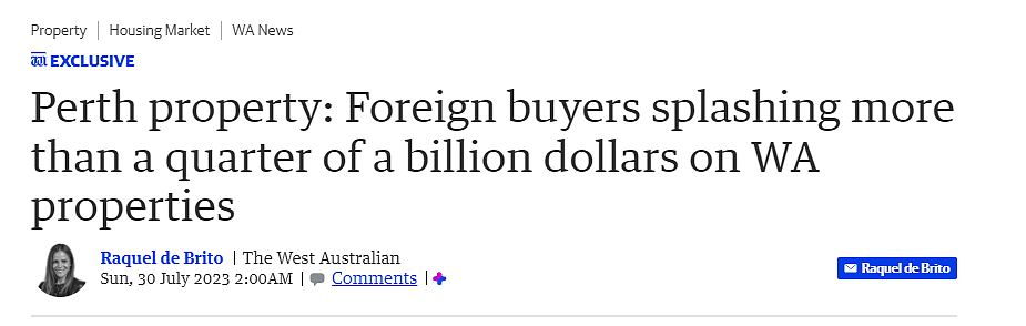 海外买家涌入西澳，豪掷3亿澳元买房！限制中国人买房？80%澳民众表明立场（组图） - 1