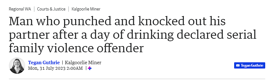 可恨！西澳男子酒后当街暴打妻子致昏迷，被判8个月监禁（图） - 1