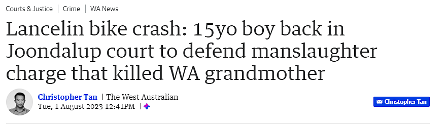 多次出庭，拒不认罪！西澳撞死人的14岁男孩，还未伏法（组图） - 1