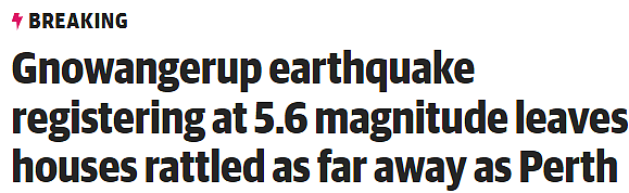突发！西澳发生5.6级地震，珀斯也有震感（组图） - 1