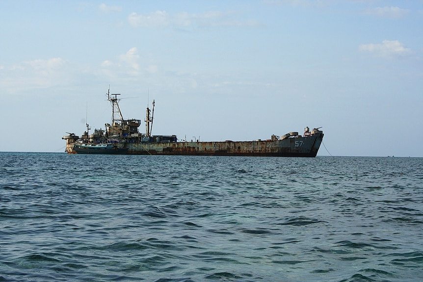 The Sierra Madre, a scuttled World War 11 ship in the Spratly Islands.