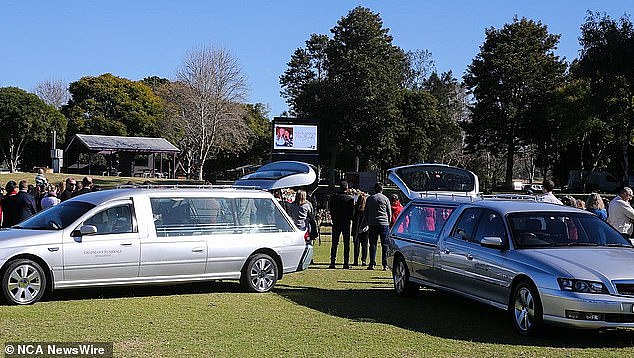 The funeral, in Singleton, farewelled Nadene McBride and daughter Kyah