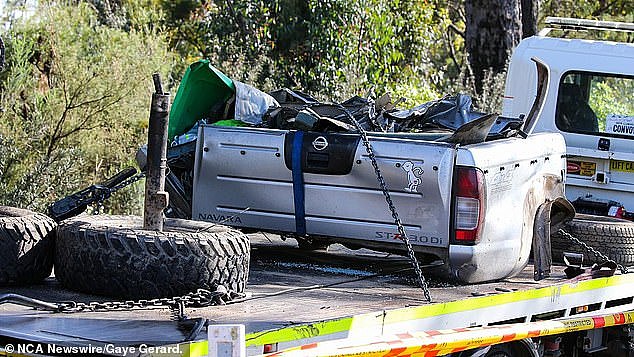 Edwards is alleged to have lost control of the Nissan Navara ute (pictured) and hit a tree