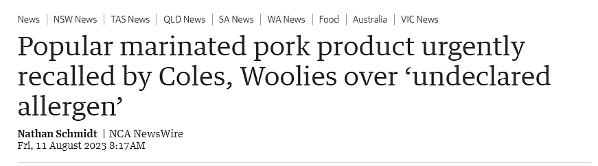 华人注意！西澳这款热销猪肉被紧急召回，Coles、Woolworth均有售（图） - 1