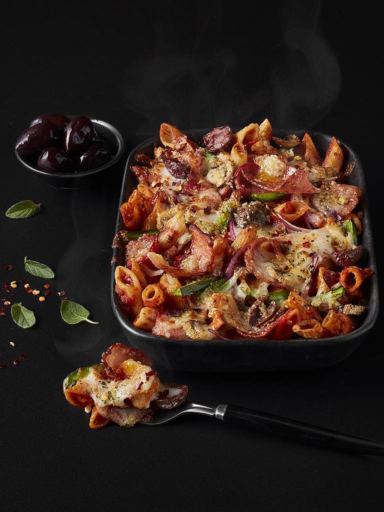 The Lot Pasta features many of the same ingredients as the pizza version. Picture: Supplied/Brett Stevens