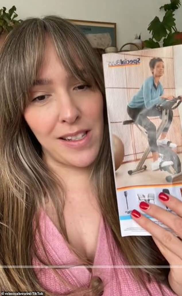 A shopper was left in hysterics after stumbling upon a bizarre advertisement for a new foldable exercise bike from Aldi