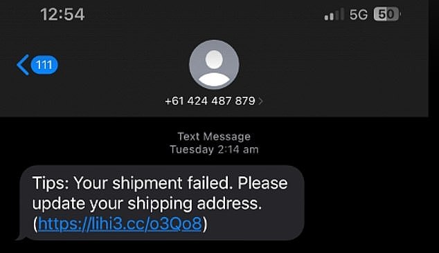 The woman was waiting on a parcel when she received a text claiming her shipment had failed