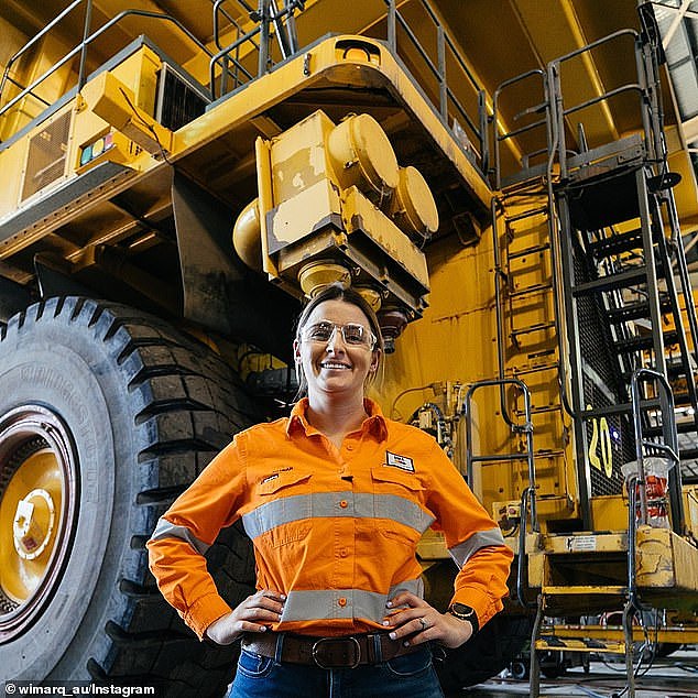 Mining had the most generous average, annual pay of $148,408 for both men and women in the sector (pictured is a woman working on a Queensland coal mine)