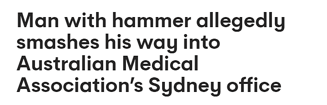 持械闯入医学协会办公室，悉尼男子当场被捕！员工听到“一声巨响”（图） - 1