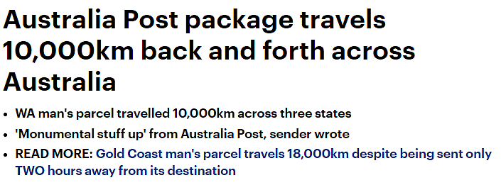 横跨三个州，漂洋过海10000公里，西澳男子寄往珀斯的包裹，又回来了（组图） - 1