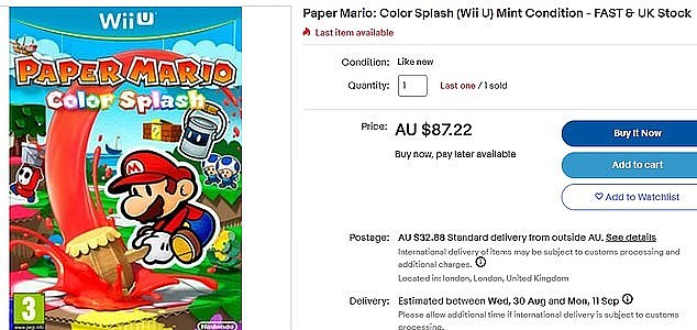 Secondhand Super Mario games sell for an expensive price on eBay