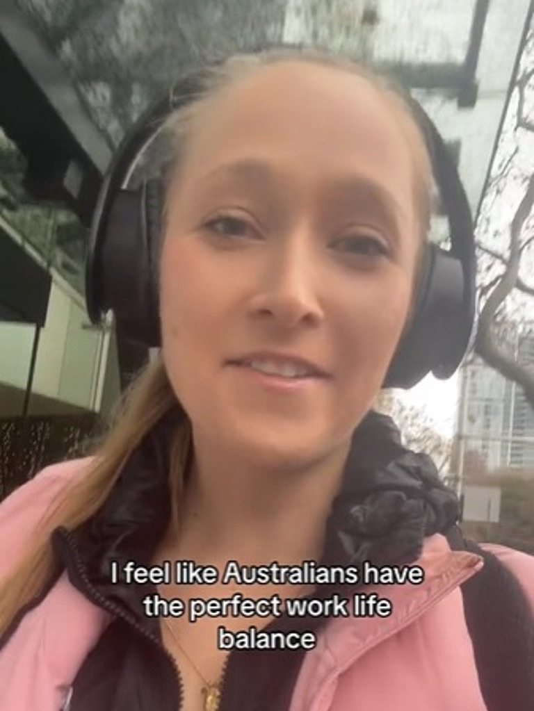 She said Aussies are ‘hard working’ but ‘know when to draw the line’. Picture: TikTok/brooke.alison.laven