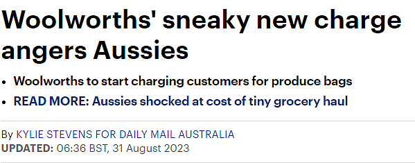 西澳Woolworths宣布新收费，散装蔬菜袋子$1.5一个，惹怒消费者，网友：什么狗屁东西（组图） - 1