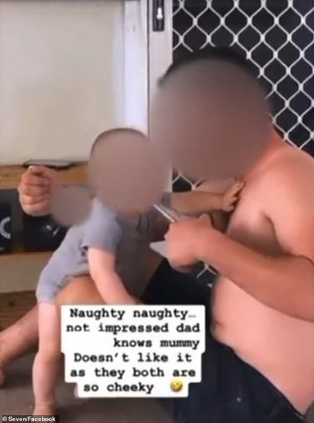 A woman filmed her partner feeding their baby sips of beer on Father's Day in the couples backyard, before she posted footage of the dangerous stunt on social media