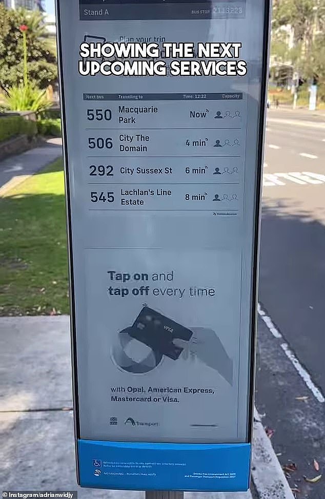 New digital bus stops from Mercury Innovation and Visionect spotted across Sydney have replaced traditional paper versions (pictured)