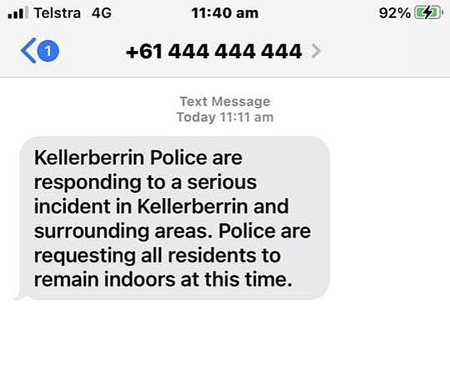 Kellerberrin locals received a text warning them to stay indoors as the incident unfolded