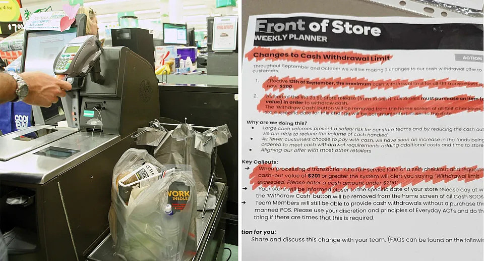Woolworths self-service checkout; Woolworths internal staff memo