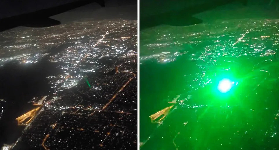 Laser pointed at aeroplane over Melbourne
