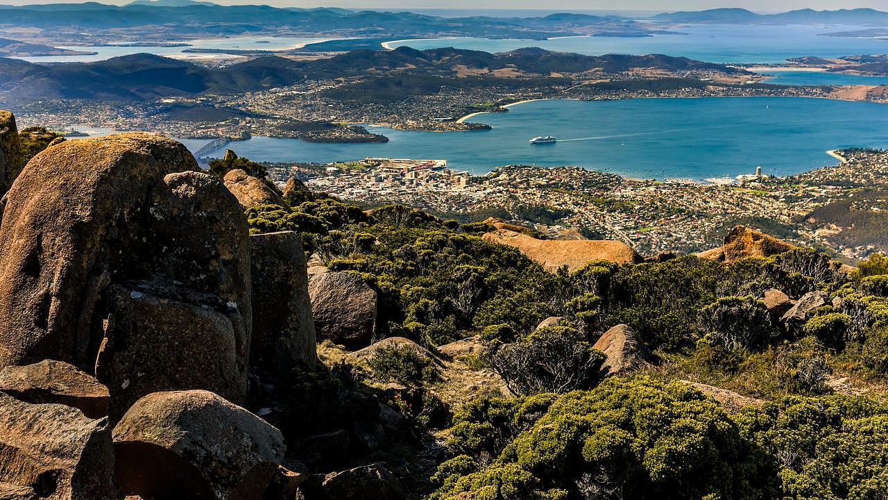 View of Hobart from the top of Mt Wellington, Tasmania. Photo – Getty Images