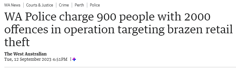 零售盗窃案年增长40%！西澳警方单月抓获900人，圣公会：都是生活危机惹的祸（组图） - 1