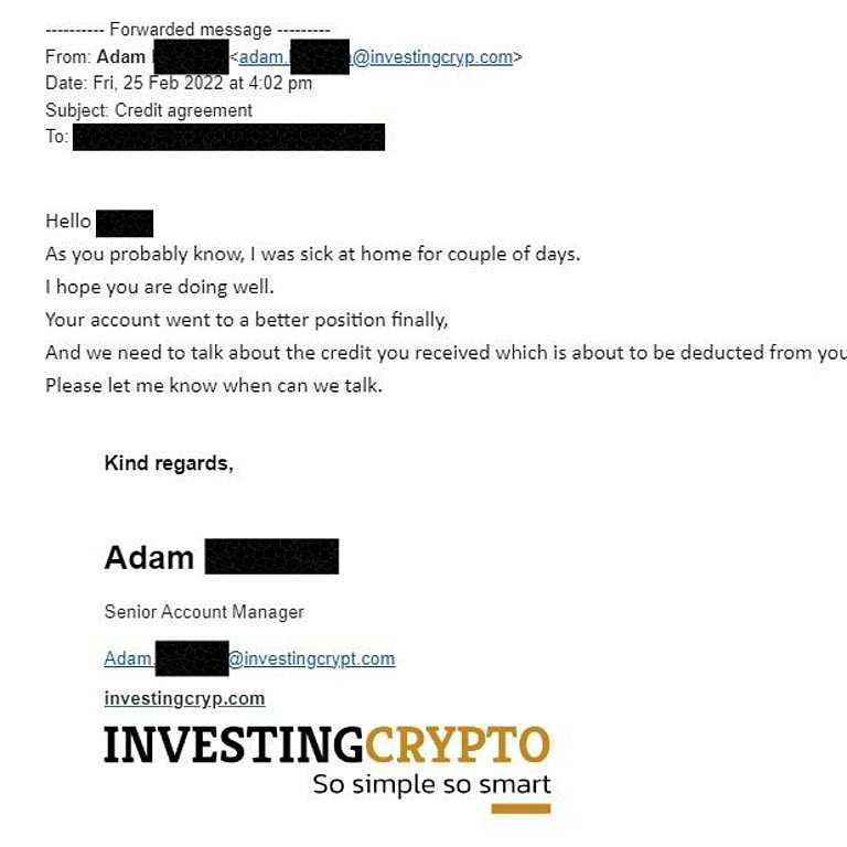 Emails from the scammer appear legitimate. Picture: supplied.