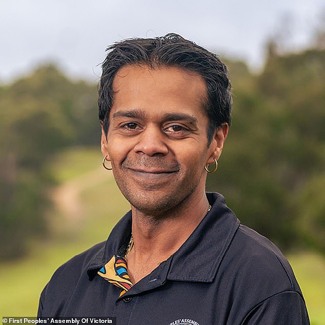 A fraudulent letter posted to homes in regional Victoria told homeowners that their land had been reacquired  by the First Peoples Assembly, with the letter seemingly signed by assembly representative Dylan Clarke (pictured)