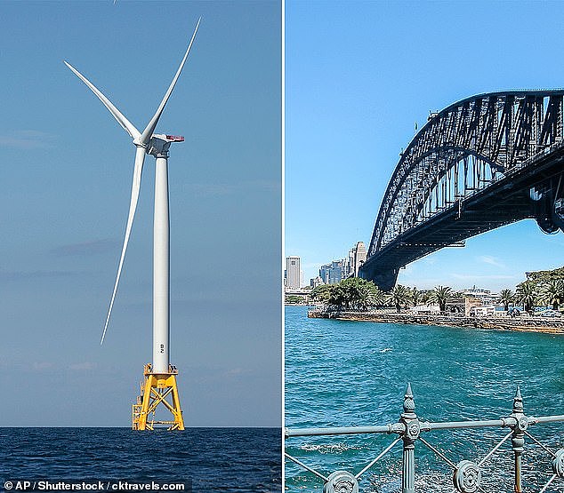 The wind turbines will be almost twice the size of the Sydney Harbour Bridge