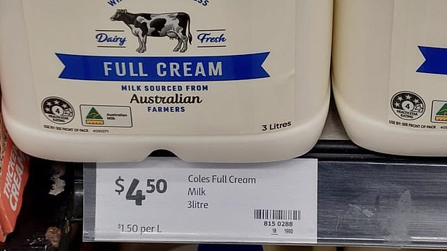 Just last week - the price of a 3litre bottle of milk was $4.50