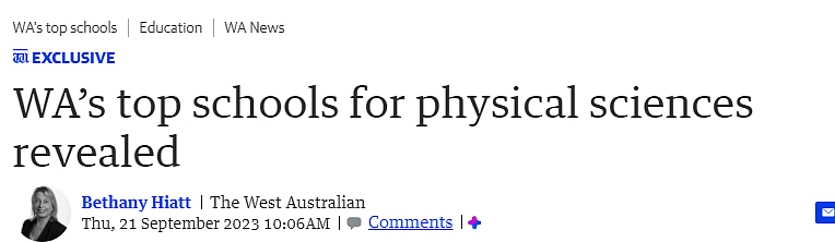 西澳“物理科学”顶尖学校出炉，珀斯不知名高中表现亮眼，跻身榜单（组图） - 1
