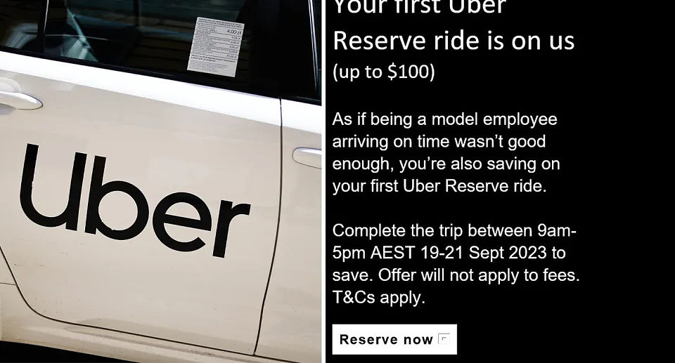 Uber car with email promotion