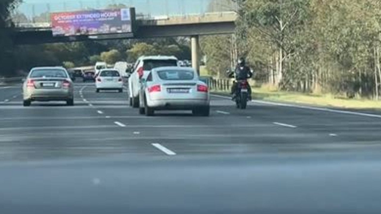 The Audi and motorcyclist were driving along the Hume Highway in NSW when the collision occurred. Picture: Instagram@vampirebd2001