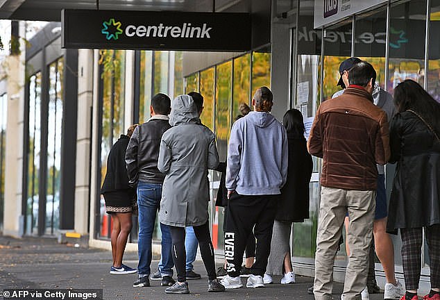 Centrelink customers (pictured) may see services disrupted with workers as Services Australia staff walk off the job on Monday October 9 over a pay dispute - but General Manager of Services Australia Hank Jongen told Daily Mail Australia in a statement that the delivery of welfare payments will not be affected as a result of the strike