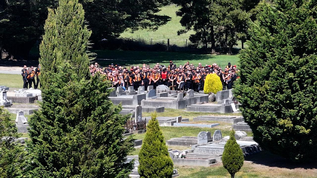 The group then gathered at Buninyong cemetery on Friday afternoon Picture: NCA NewsWire