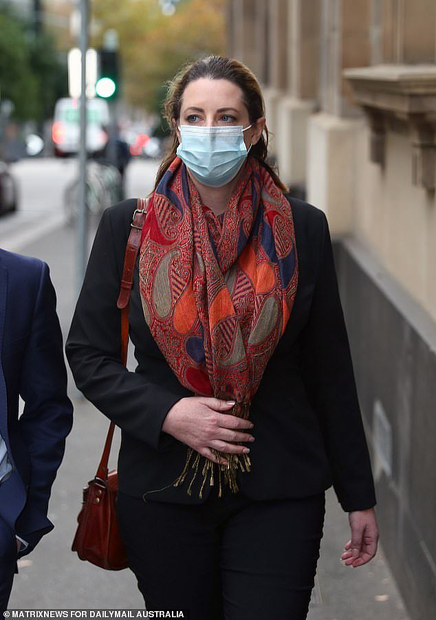 Biannca Edmunds leaves the Supreme Court of Victoria during her first Supreme Court of Victoria trial in Melbourne