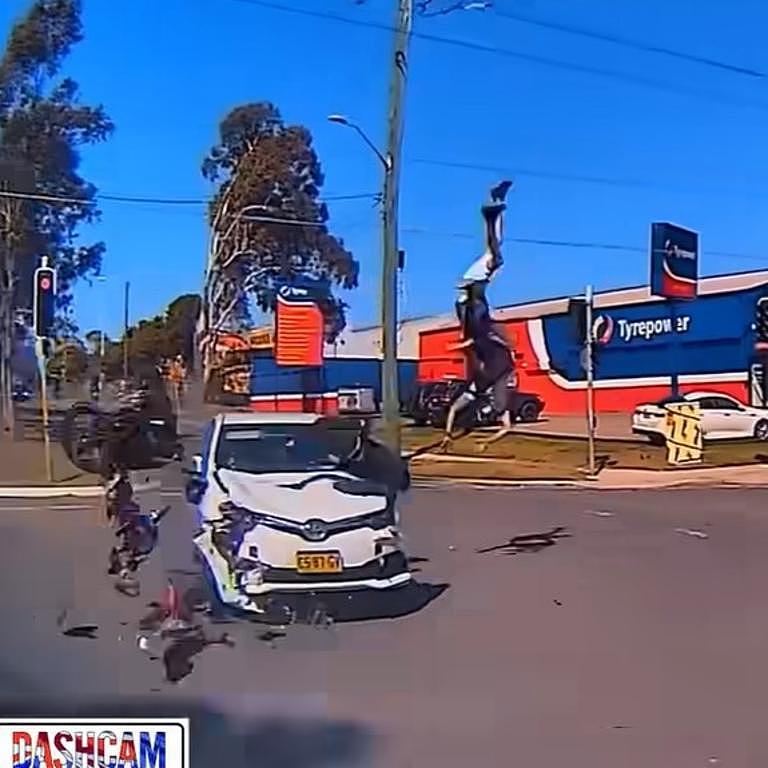 The three on board were thrown meters into the air. Picture: Dash Cam Owners Australia