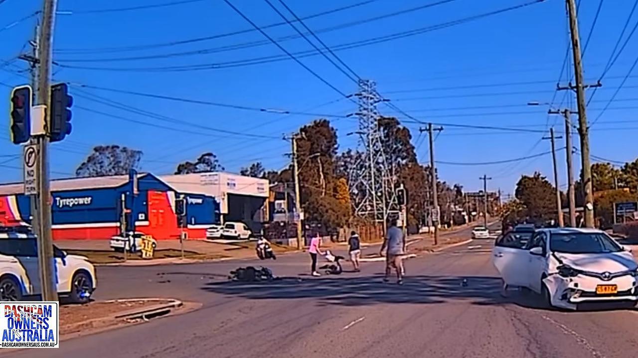 The injured teens lay strewn across the intersection. Picture: Dash Cam Owners Australia