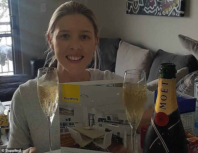 Penny Vandenhurk and her husband plans to build their property portfolio . Pictured is Penny celebrating her second home purchase